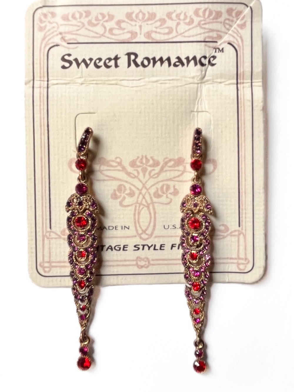 Sweet Romance Articulated Graduated  Rhinestone Long Drop Dangle Pierce Earrings